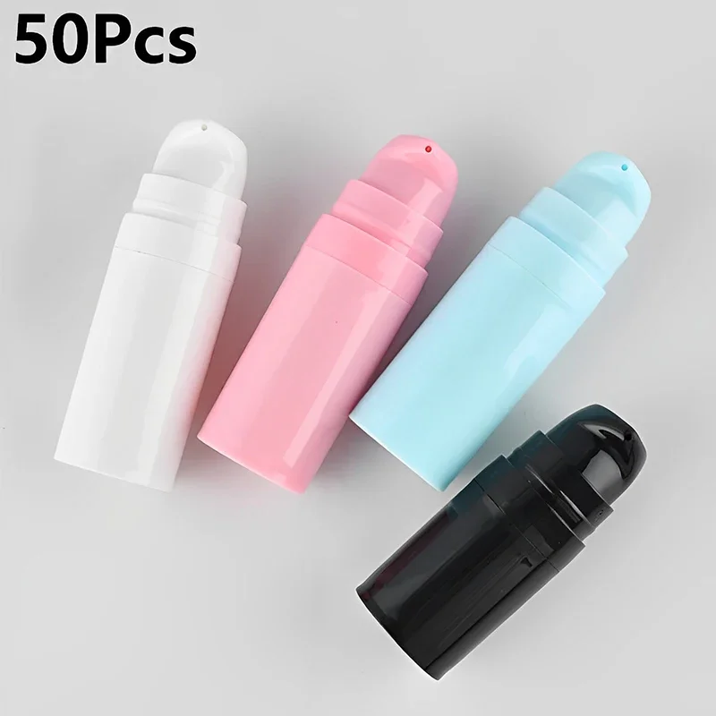 

50Pcs 5/10/15ml Refillable Airless Pump Bottles Empty Lotion Cream Containers Portable Mini Vacuum Bottles Travel Accessories