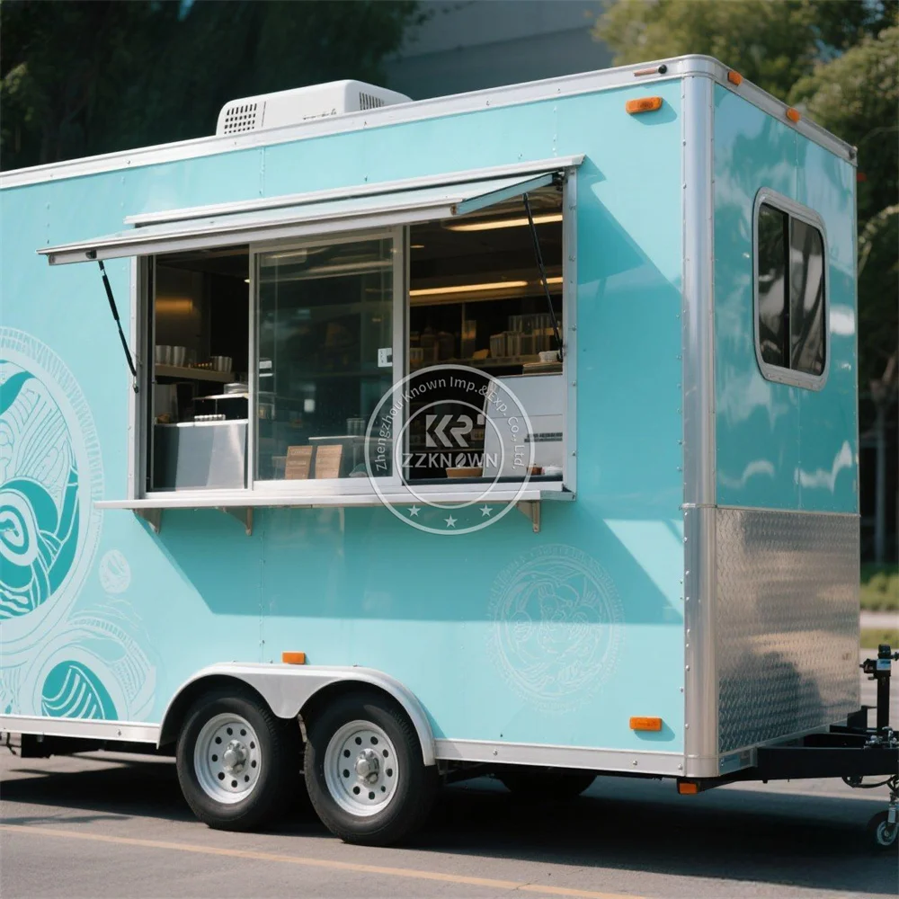 Aangepast formaat Straat Mobiele keuken Pizza Concessie Bar Voedselaanhangwagen Hotdog Pizzakaanhangwagen Koffiekiosk Fastfoodtruck te koop