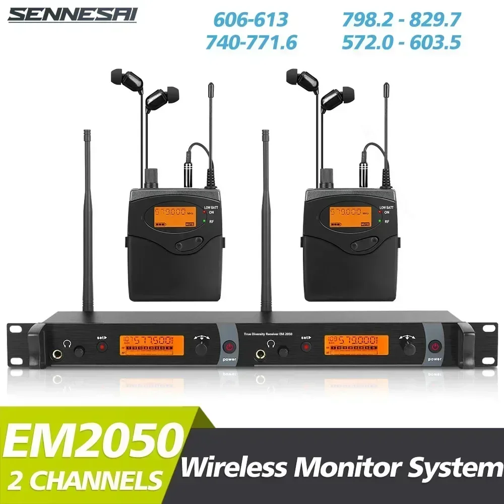 Top Quality！EM-2050 UHF Wireless In Ear Monitor System 2 Channel Monitoring Available In Multiple Bands for Stage！（Whole Metal）