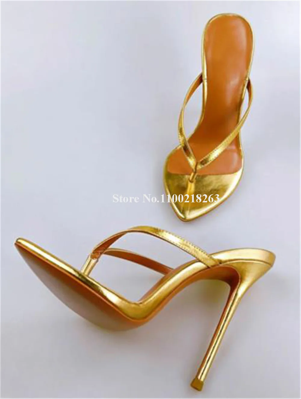 

Summer Fashion Pointed Open Toe Clip Toe Thin Heel Slippers Gold Yellow Patchwork Stiletto Heel Sandals Dress Heels