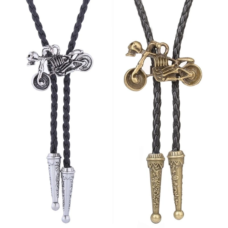 

Gothic Bolo Tie for Men Western Cowboy Necktie with Alloy Motorcycle Buckle Gentleman Halloween Accessories Dropship