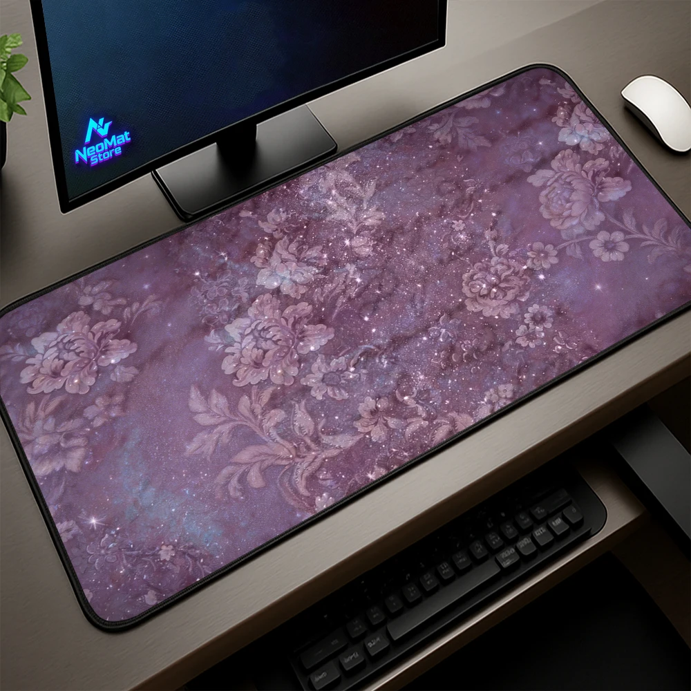 

Vintage Burgundy Carpet Floral Line Art Mouse Pad 600x300 3mm Extended Desk Mat Retro Pattern Aesthetic Computer Office Decor
