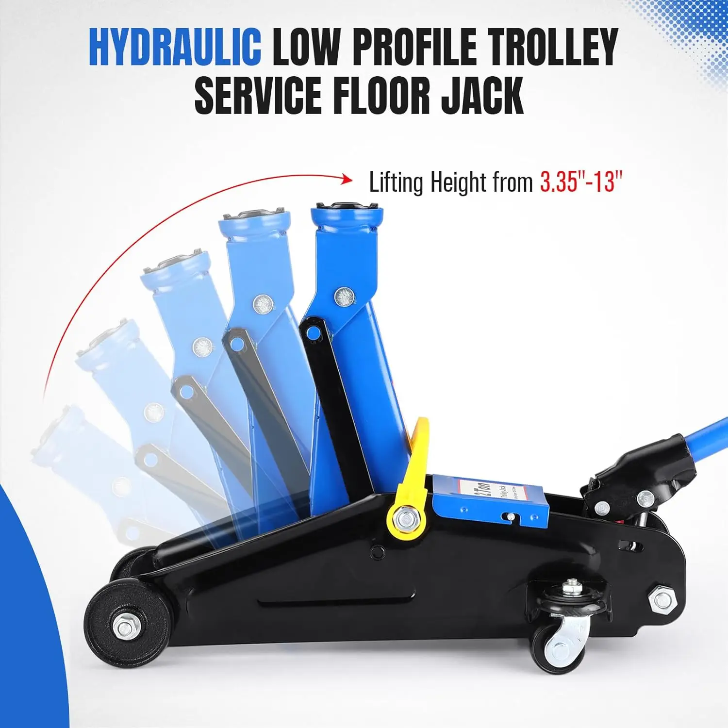 رافعة أرضية هيدروليكية 2 طن، مضخة رفع سريعة للسيارة، مقبس عربة فولاذي عالي التحمل، نطاق 3.35 بوصة - 13 بوصة