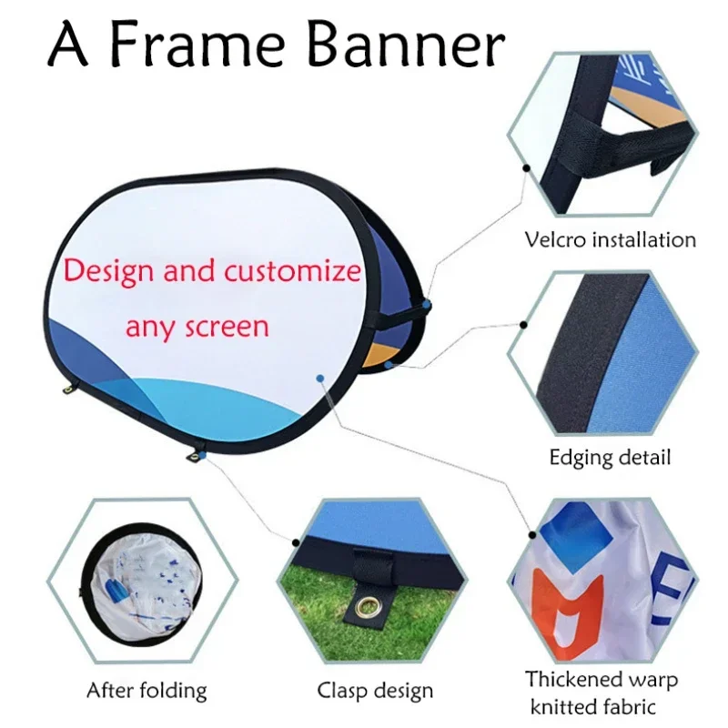 Custom Logo A Frame Portable Pop Up Outdoor Advertising Banner Double Sided Digital Printed for Exhibition and Sports Promotion