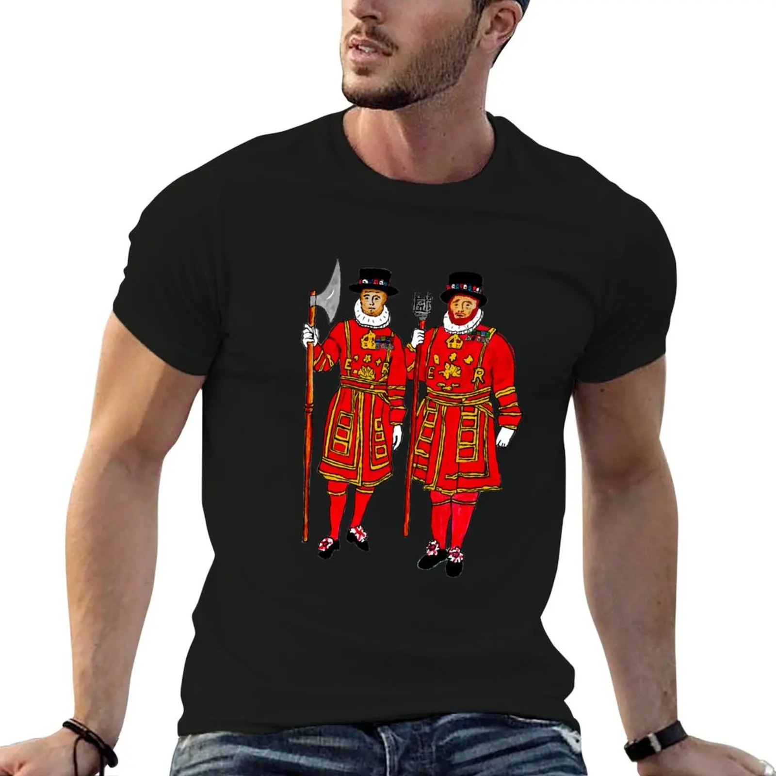 Beefeaters in The Tower of London T-Shirt Basic Short Sleeve T-Shirt for Men
