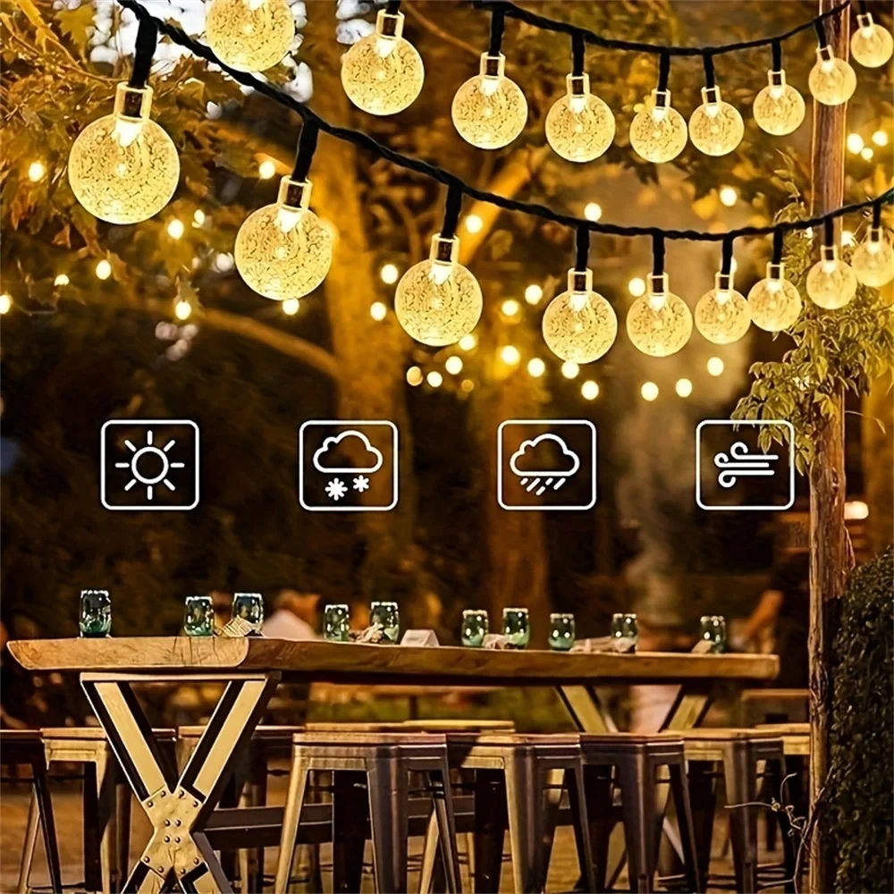 Osiem funkcji LED Solar Bubble Ball Lights String Outdoor Courtyard Waterproof Lights Christmas Decoration Atmosphere Lights