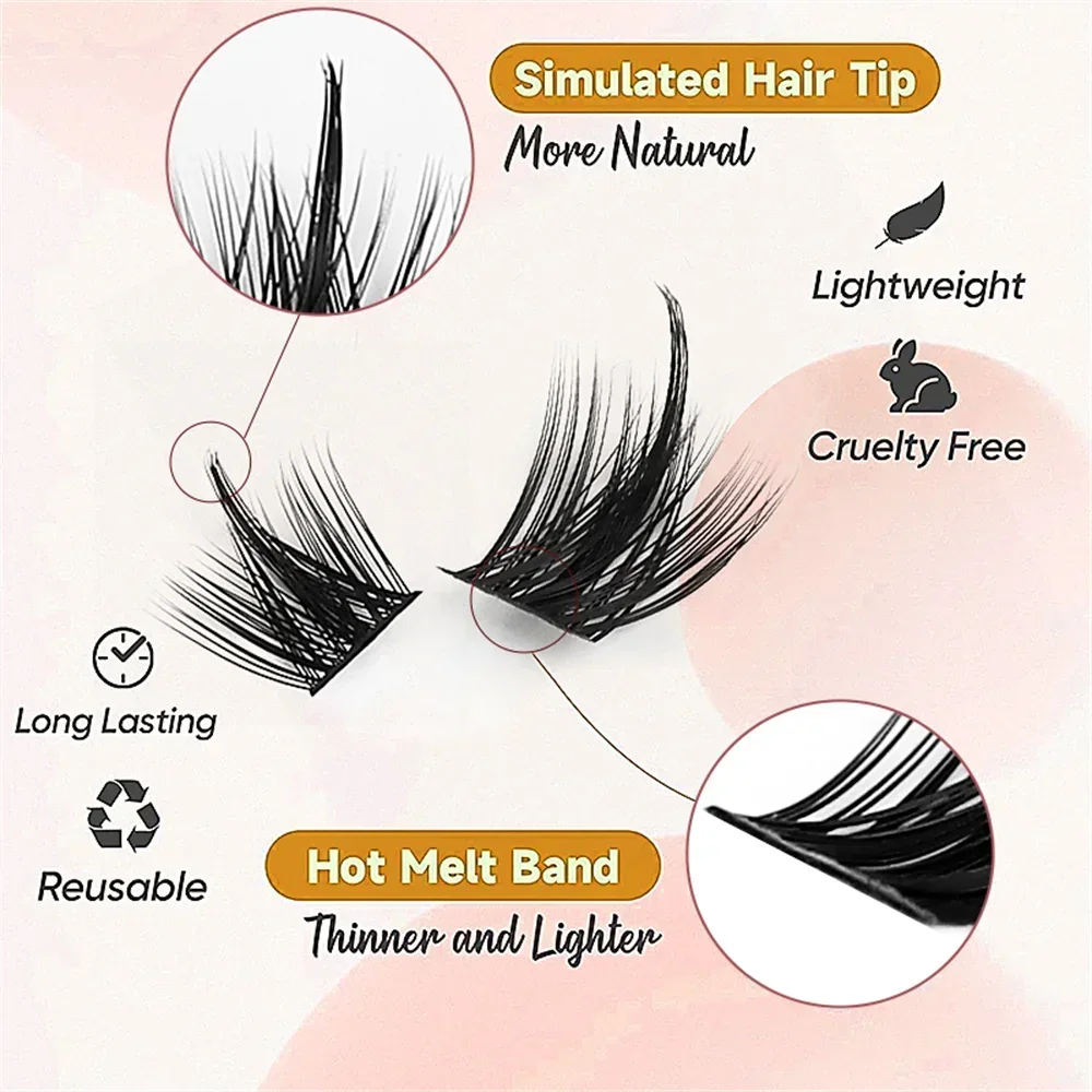 120PCS DIY Clusters Eyelash Extension Heat Bonded Dovetail Segmented Lashes Premade Fan Individual Natural Segmented Eyelashes