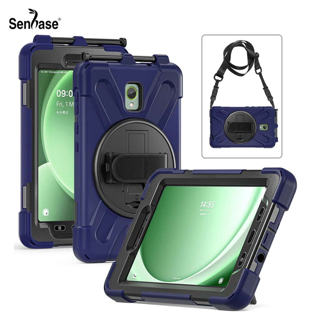 

Shockproof Kids Safe PC + Silicon Stand Shoulder Strap Tablet Cover For Samsung Galaxy Tab Active 5 2024 SM-X300 SM-X306B Case