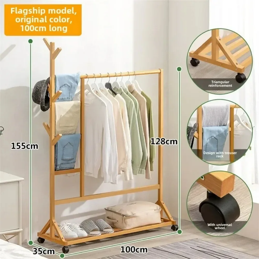 Clothes Hangers Simple Rack Floor Standing Clothes Hanger Multi Functional Pants Rack Home Bedroom Thickening Portable Coat Rack image 6