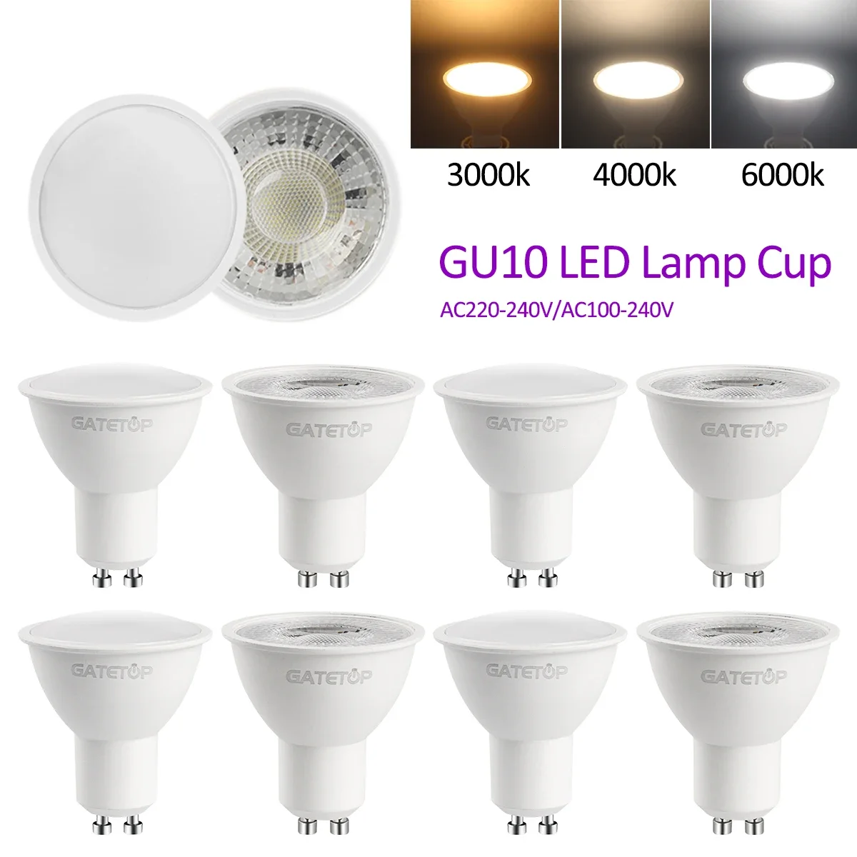 

1-10pcs Foco GU10 Spotlight Bulb AC220V 110V 100V LED Lighting 3W 5W 6W 7W 8W 9W Can Replace The 50W Halogen Lamp Lampara Led