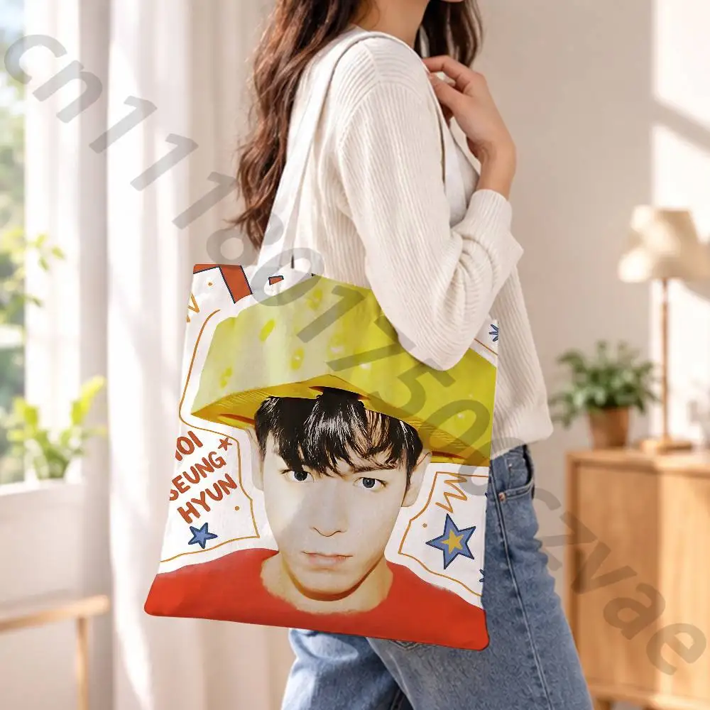 C-Choi Seung Hyun Reusable Fashionable Backpack Multifunctional Handbag Canvas Shopping Bag