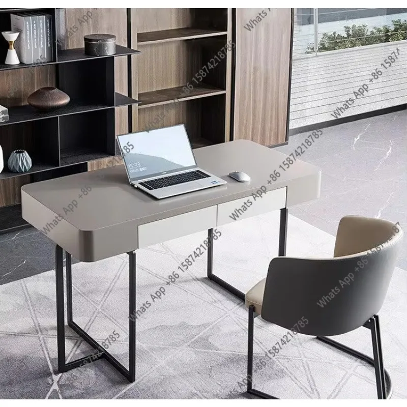 X65 High-end Customized Italian Minimalist Solid Wood Desk Light Luxury Computer Table Modern Furniture Set Combination
