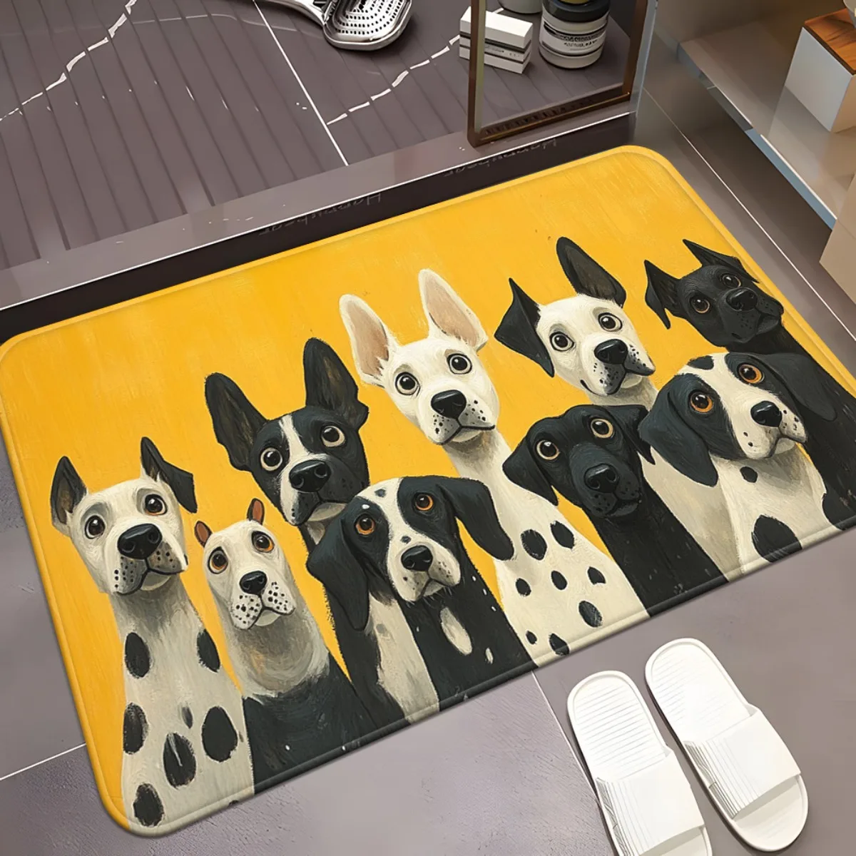 Artistic Dog Puppy Mat Floor Mat 40x60cm Cute Entrance Rug for Pet Lover Home Decor