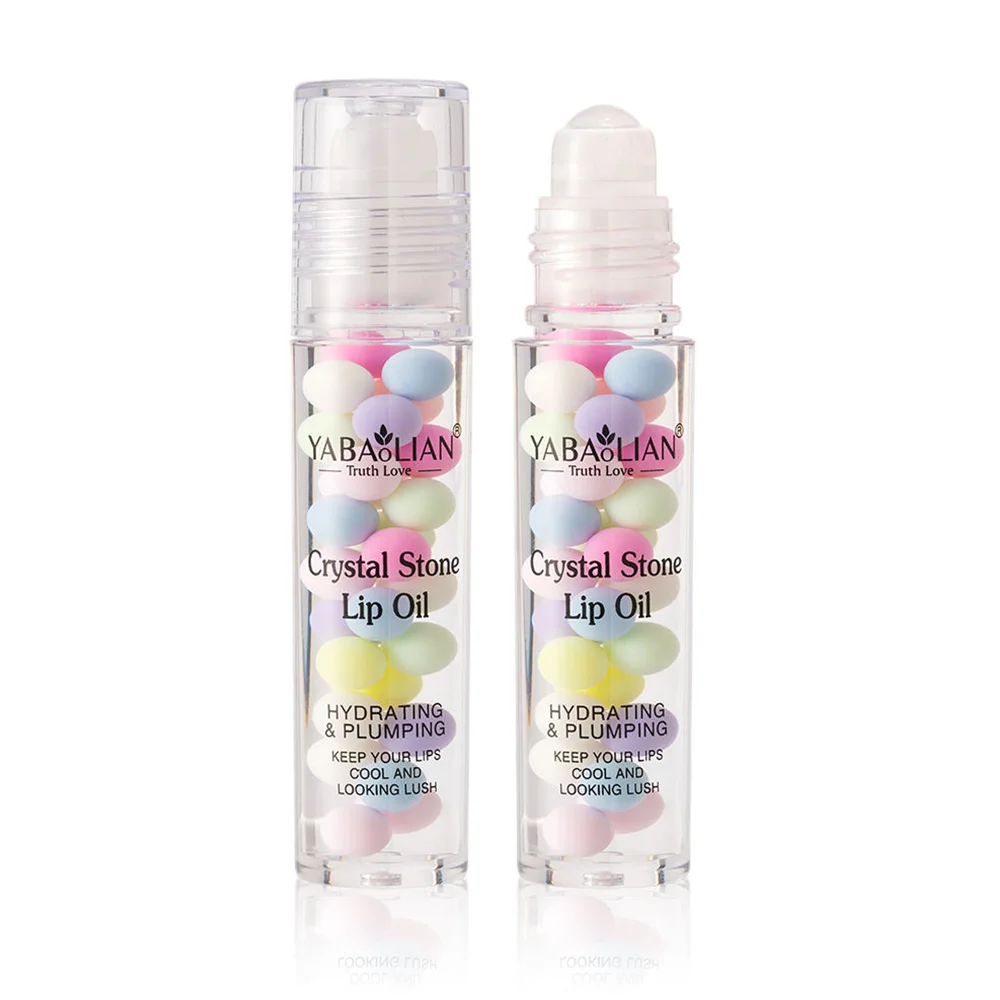 YABAOLIAN Colored Bead Roller Ball Lip Oil, Water Shine Plumping, Moisturizing, Fade Lip Lines, Transparent Mirror Lip Gloss view 5