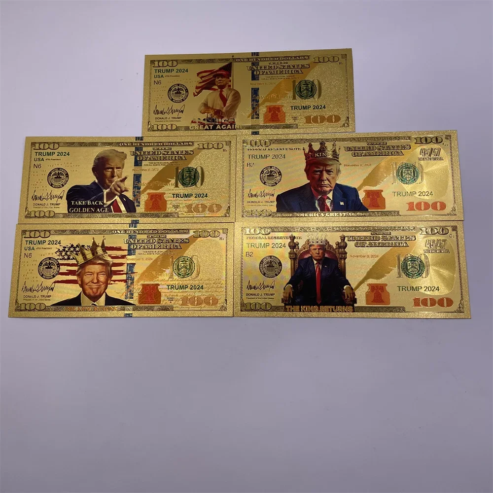 2024 New President United States Donald Trump Gold Bills Golden Notes Cards Make America Great Again Christmas Gift