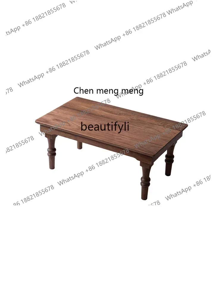 

178North American black walnut small tea table, all solid wood coffee table, new Chinese tatami bay window tea table32