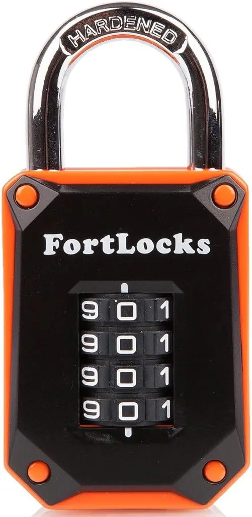 

4 Digit Combination Padlock - Heavy Duty Stainless Steel, Weatherproof, Resettable, Easy to Read Numbers - for Gym Lockers