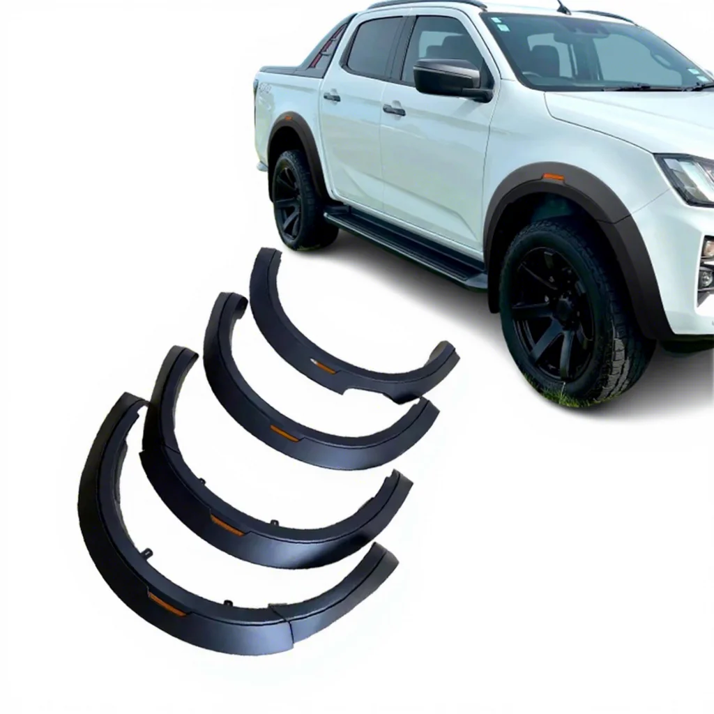 Matte Black Fender Flares Wheel Arch With Reflector Fit For Isuzu D-max 2020 2021 2022 Pickup Exterior Accessories