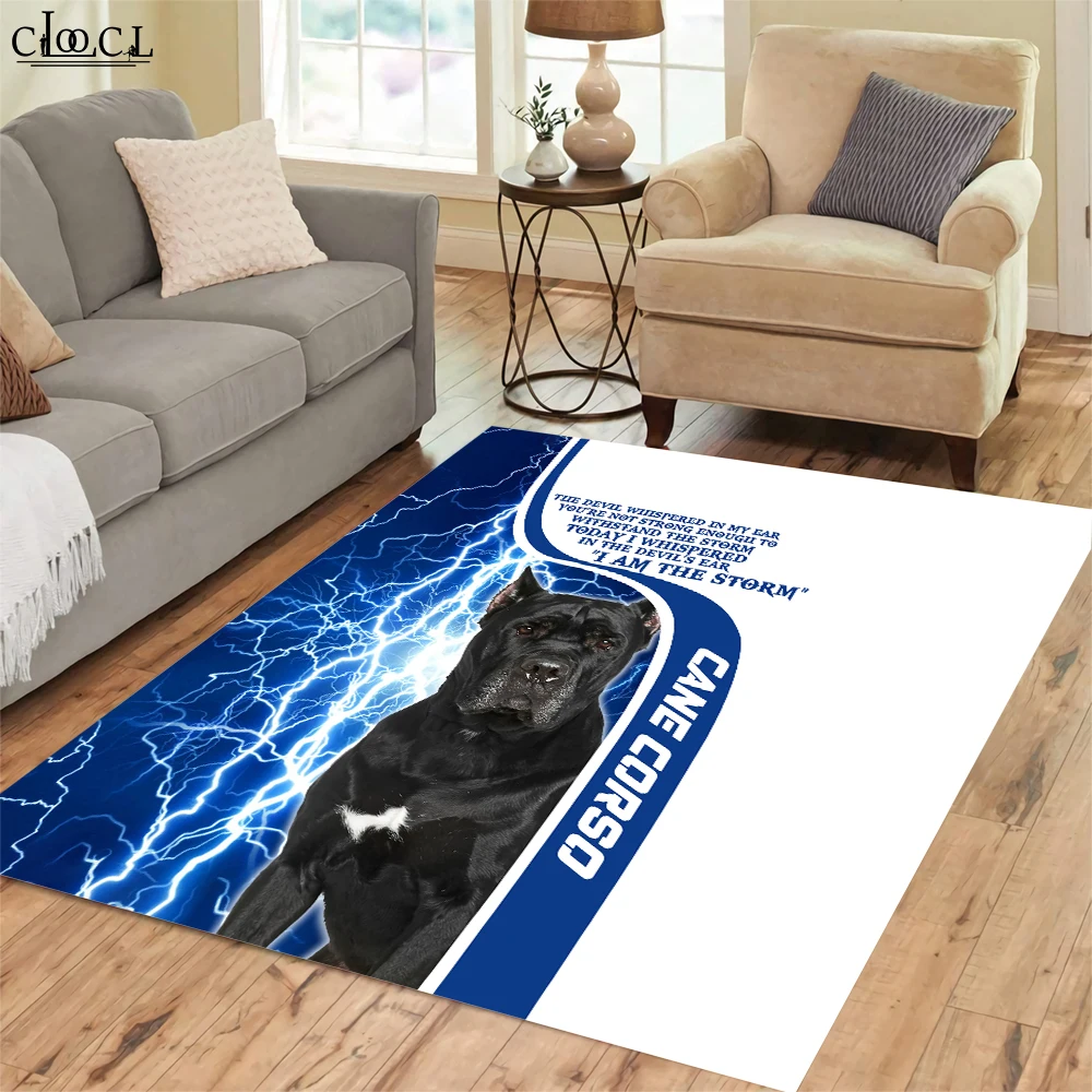 CLOOCL Animals Boxer Carpets I Am The Storm Blue Lightning 3D Printed Carpets for Living Toom Flannel Indoor Door Mat Area Rug