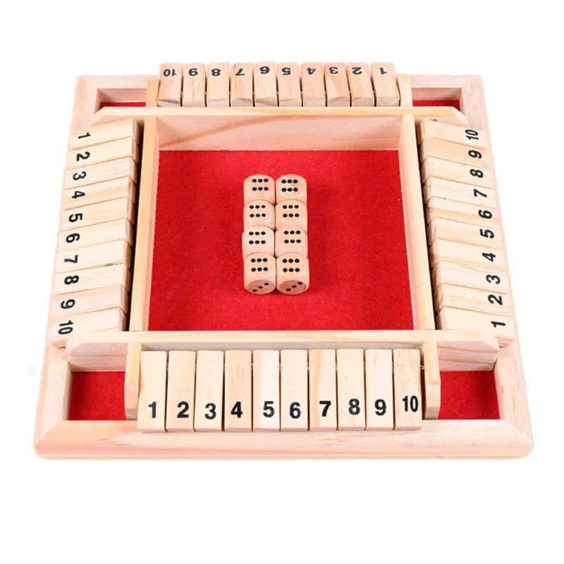 Wooden Dice Board Game Shut The Box for 4 Players Flaps & Dices Game Parent-children Interaction Family Entertainment