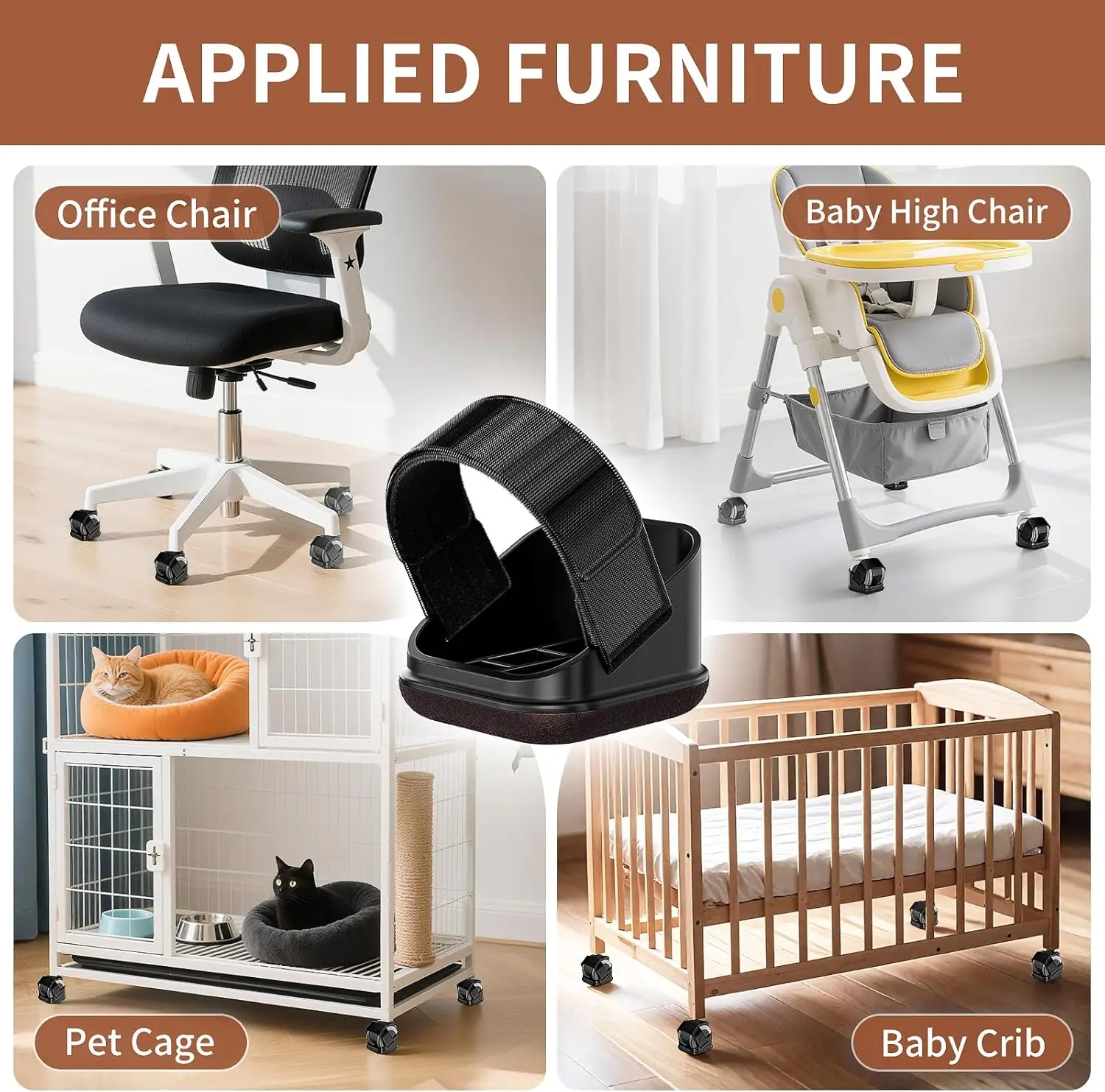 5PCS Office Chair Wheel Cup with Felt Bottom Pad Furniture Stopper for Hardwood Floors Suitable for Tables Rolling Sofas