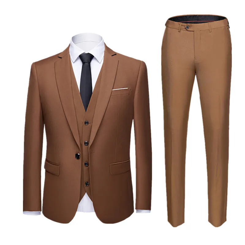 B546-Slim fit casual British style business suit small suit solid color coat groom wedding dress