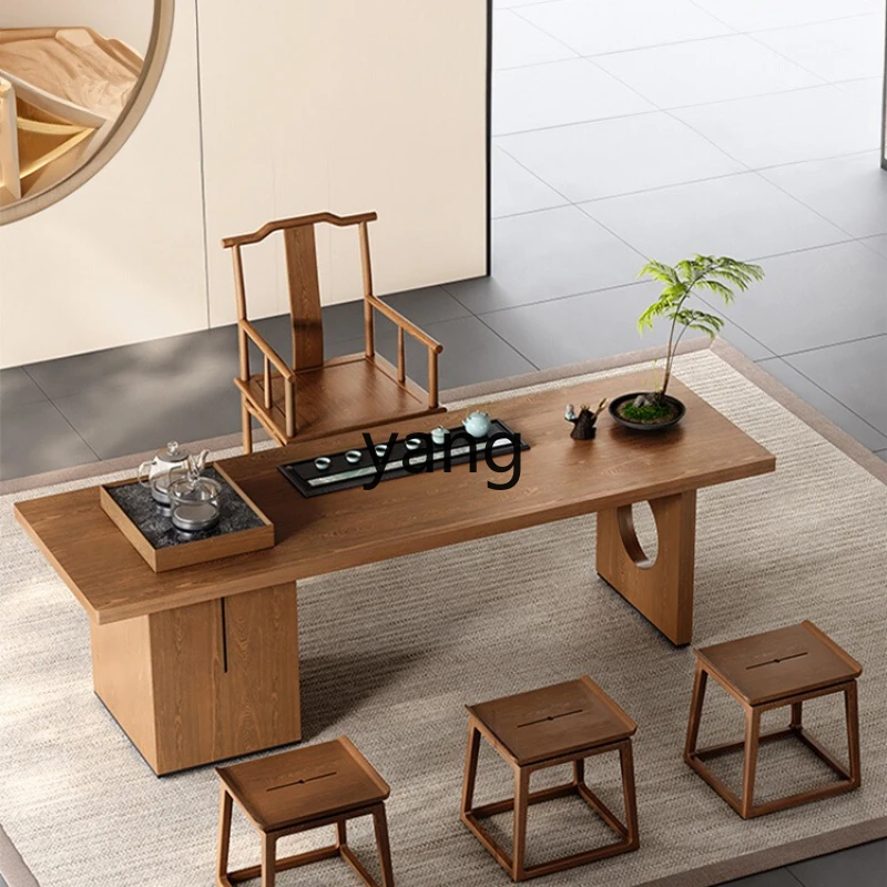 

TGF new Chinese solid wood Kung Fu tea table and chair office automatic light luxury modern high sense