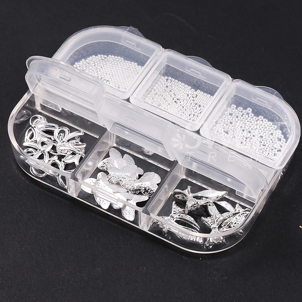 2 Dozen Gouden Zilveren Vlinder Nail Art Decoation Charms Kawaii Strik Stalen Bal Sieraden Onderdelen DIY Manicure Accessoires