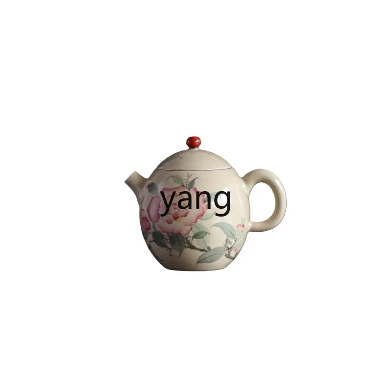 XYY teapot hand-painted camellia dragon egg pot retro high-end Jingdezhen tea set