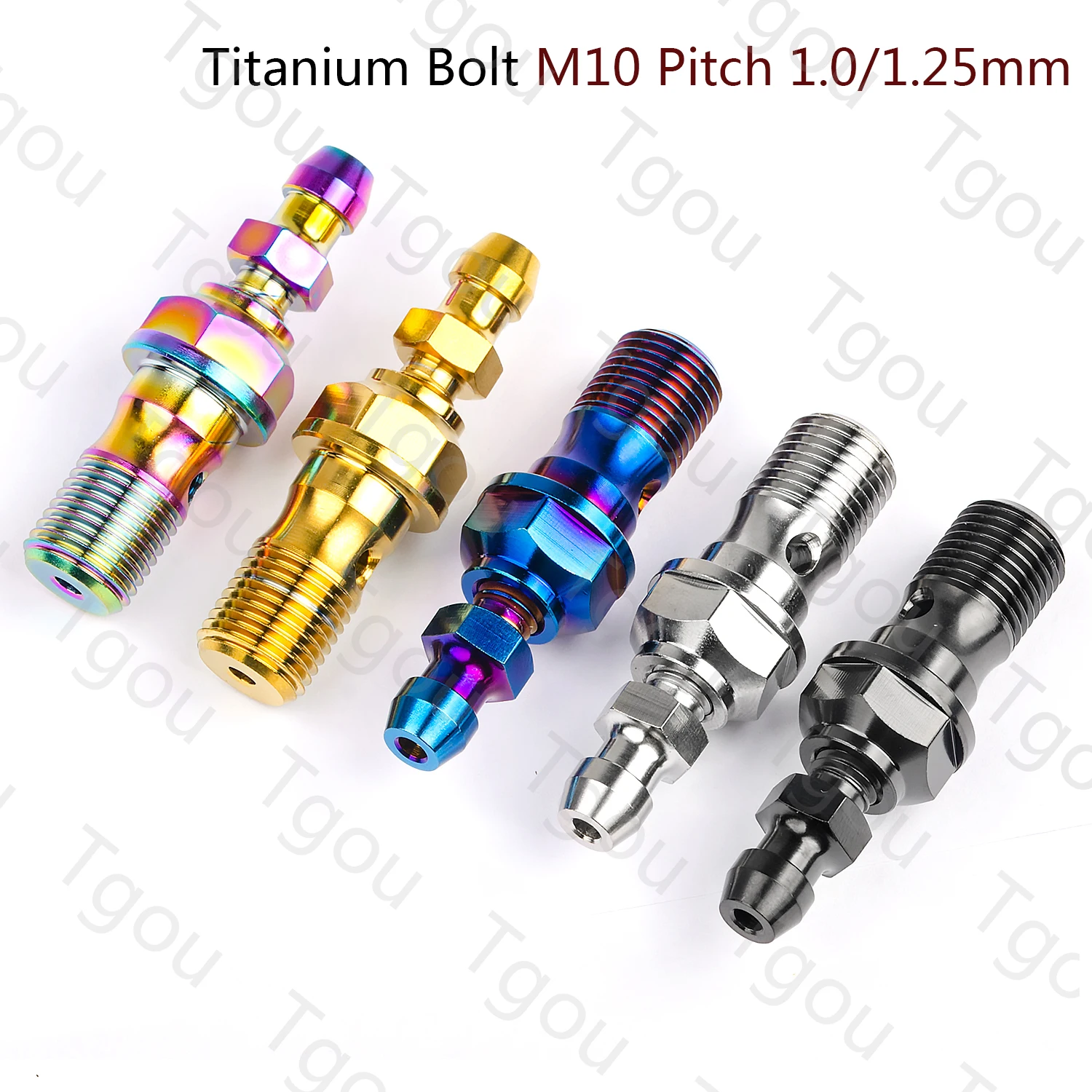 Tgou Titanium Bolt M10 1.0/1.25 Pitch Banjo Bolt for Brembo Brake Line & Single Hole Clutch Banjo with Bleeder Valve for Ducati