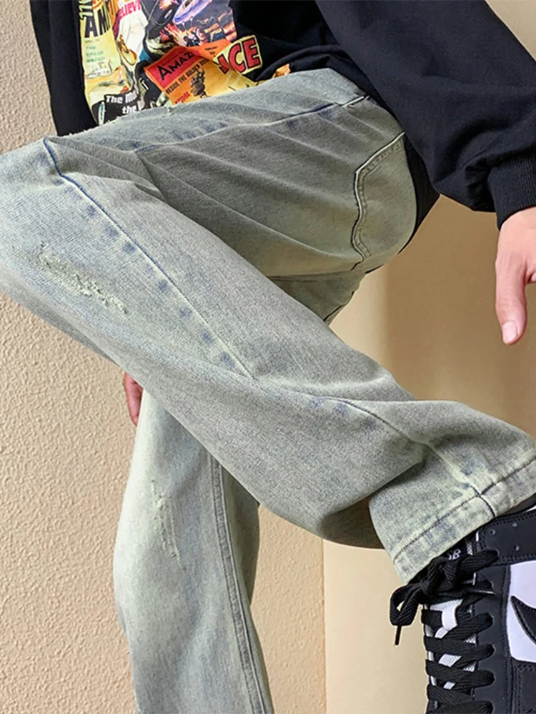 

Slim Fit Claw Denim Jeans Men's High Street American Retro Sle Long Straight Leg Trousers Youth Faion Cotton Blend