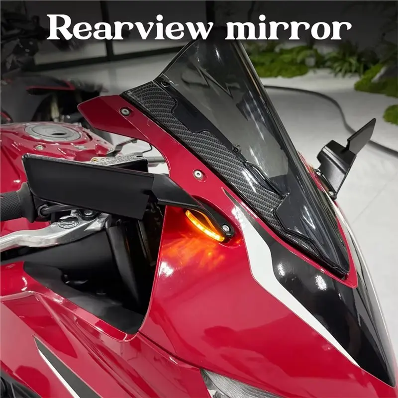 Leading-Rearview Side Mirrors With LED Light Motorcycle Wind Wing For Honda