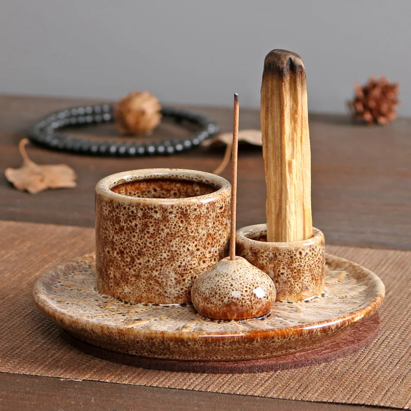 Palo Santo-Sticks-Halter aus Keramik, 4-in-1-Räuchergefäß, Salbei-Halter, Räucherstäbchenhalter, Aschefänger-Tablett für Meditation, Yoga, Zimmer – Detail 14