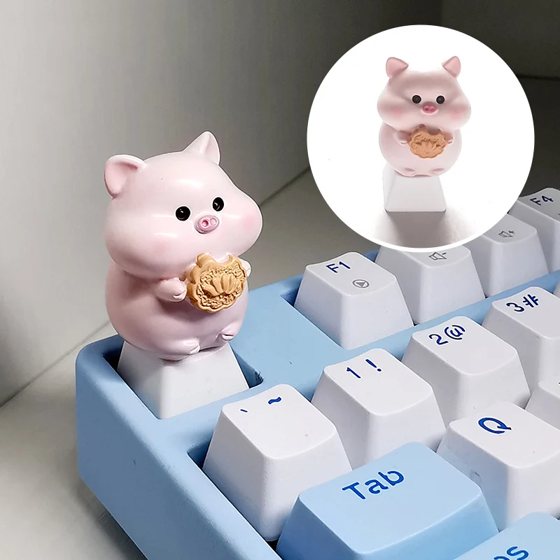 1 قطعة غطاء مفاتيح الخنزير الوردي للوحة مفاتيح الألعاب الميكانيكية Cherry MX لطيف ستيريو ESC الكرتون الوردي غطاء مفاتيح شخصي #4