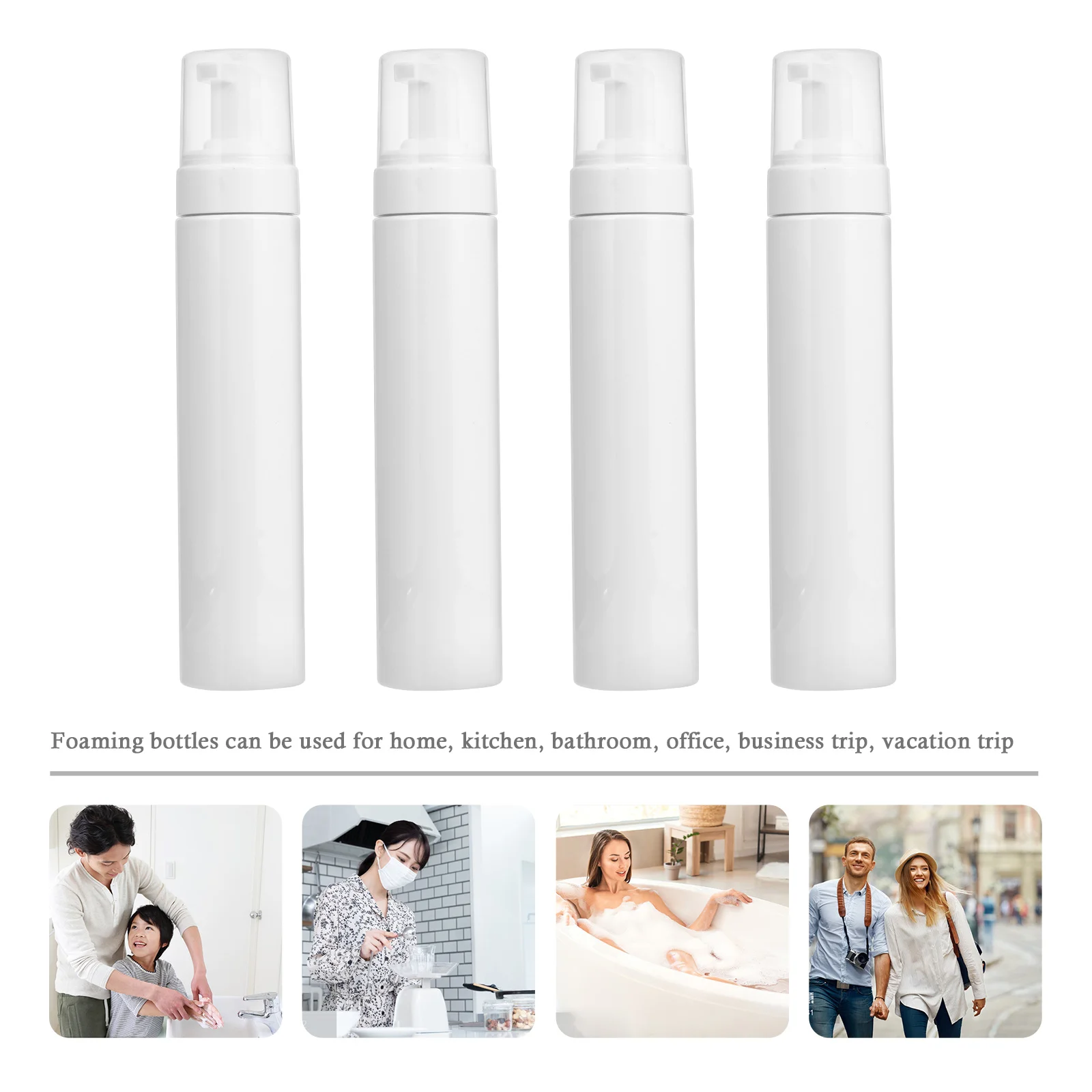 4 Pcs 250ml Foam Bottle Shampoo Foaming Travel Shower Gel Dispenser Facial Cleanser Empty Refillable Portable Bathroom Kitchen