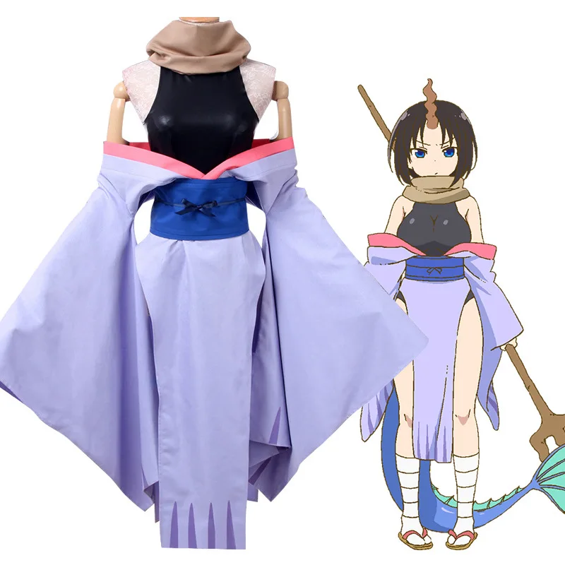 

Anime Miss Kobayashi's Dragon Maid Elma Cosplay Costume Kimono Uniform Geta Halloween Easter Carnival Role Play Party Outfit