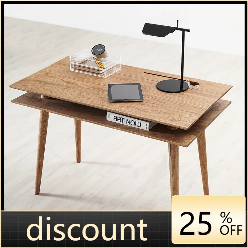 

LTT Solid Wood Student Computer Desk Writing Desk Home Office Modern Simple Double-layer Desk