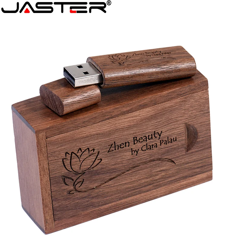 

JASTER 5pcs/Lot Wooden + Box USB Flash Drive U Stick Pendrive 4GB 16GB 32GB 64GB 128GB Memory Creativo Personal Free LOGO Gift