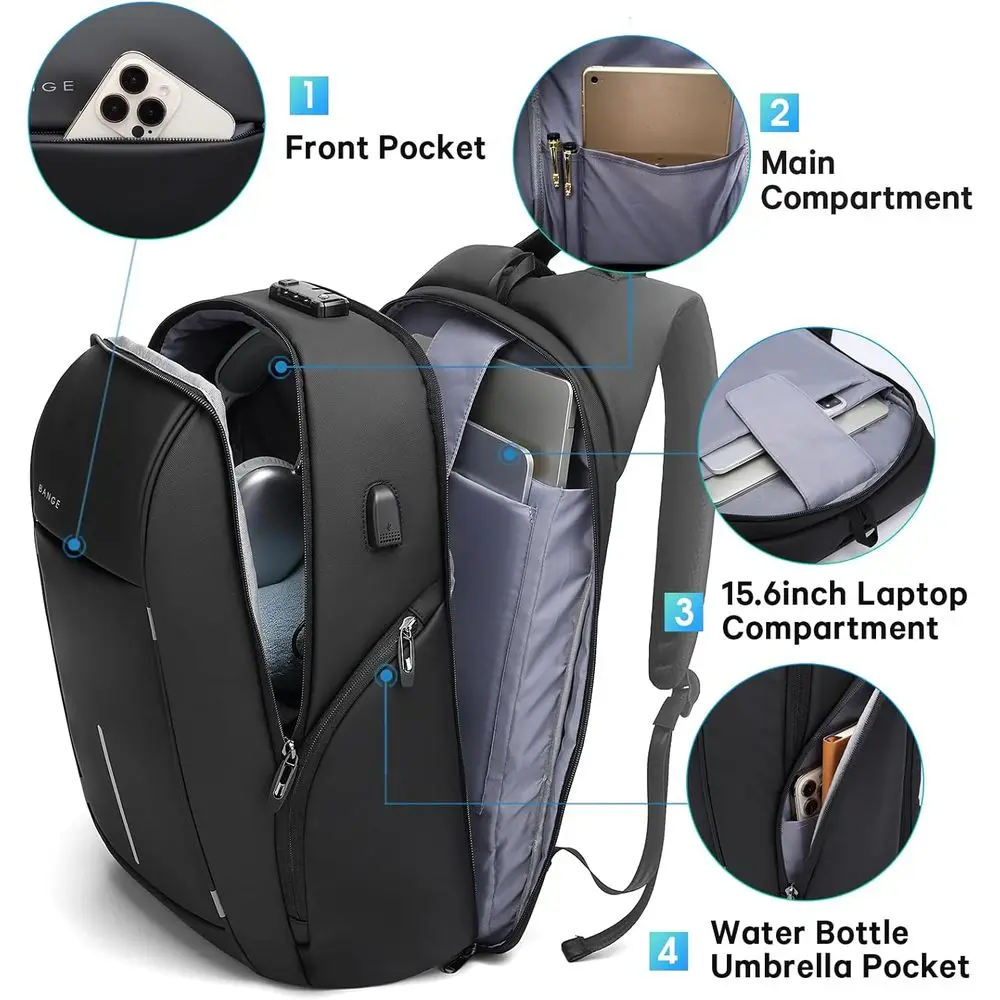 Zaino da viaggio BANGE, zaini da lavoro leggeri per uomo, zaino per laptop da 15,6 pollici, zaino alla moda per uomo e donna…