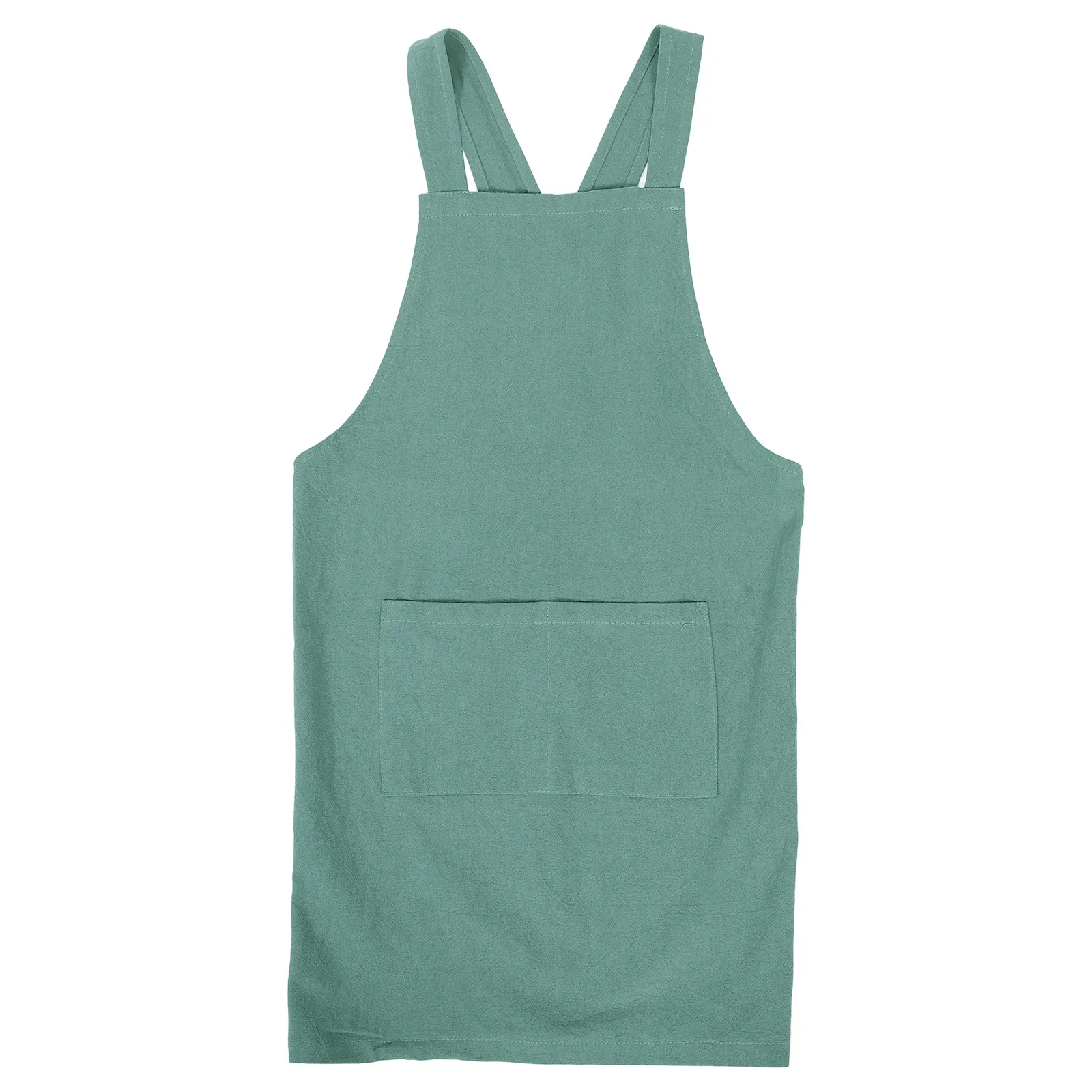 

Cotton Linen Apron Green Gray Random Pattern Cross Back Oilproof Cooking Kitchen Wear Breathable Comfortable Manual Sewing