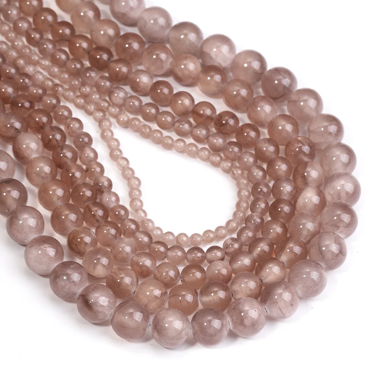 Eis Seide Jade Licht Kaffee Farbe Perlen Runde 4/6/8/10/12mm Stein Spacer große Loch Perlen Für Schmuck Machen DIY Pulsera Kragen