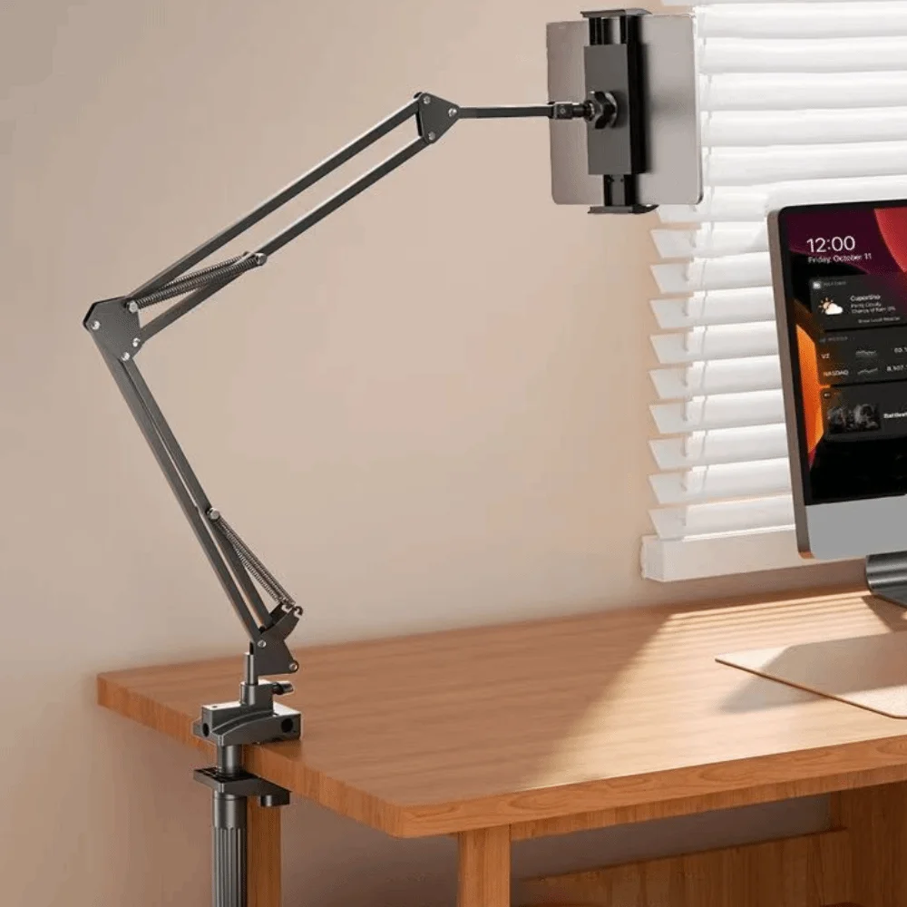 

360 ° Вращающаяся подставка для планшета с вращающейся кроватью, гибкая подставка для настольного телефона с длинной ручкой, регулируемая по высоте, универсальный держатель для планшета и телефона