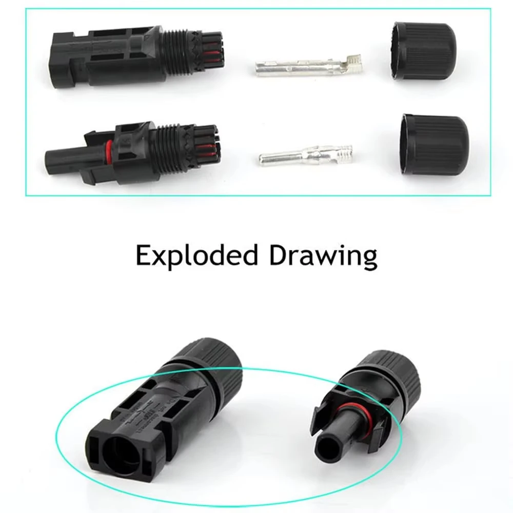 5 Pairs Solar Connectors with 2 Wrenches Waterproof Solar Panel Connectors for Photovoltaic Cables
