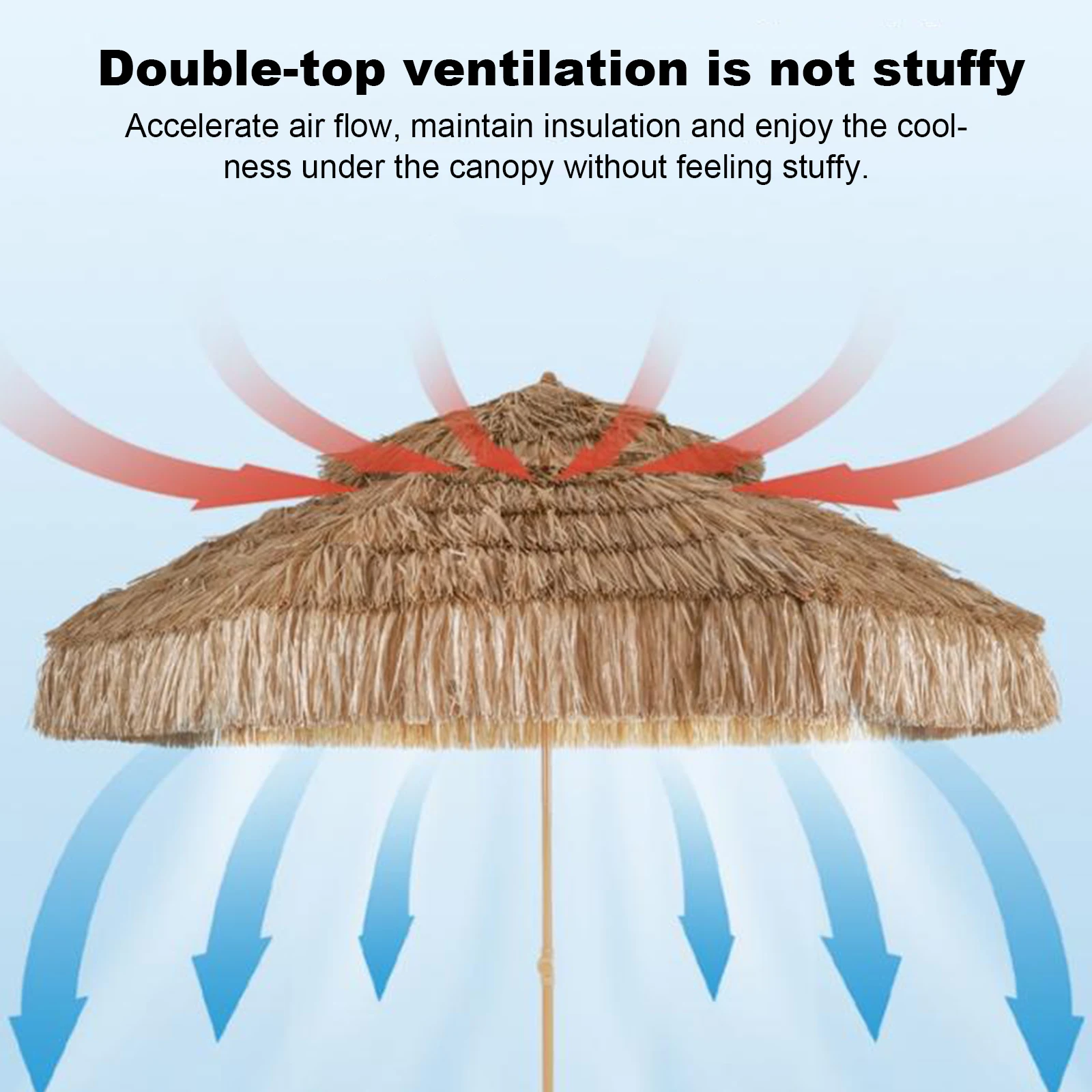 مظلة شاطئ فناء تيكي بطول 8 أقدام على طراز هاواي 8 أضلاع بعامل حماية من الأشعة فوق البنفسجية 50+ مظلة من القش لحديقة بار تيكي خارجية