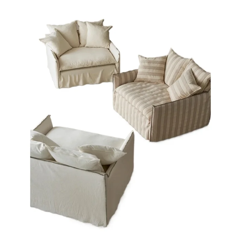 

Cotton and linen material removable and washable designer leisure chair, small - apartment double sofa