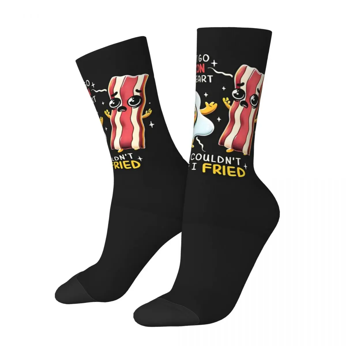 Autumn Winter Retro Unisex Dont Go Bacon My Heart Socks Black Egg Non-slip Crew Socks