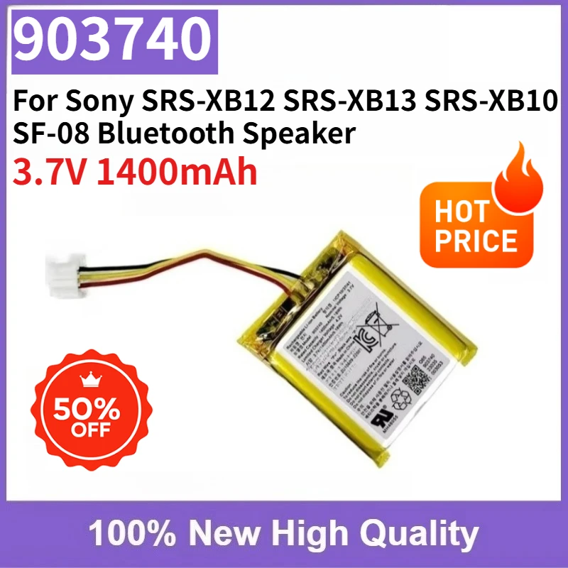 Brand-New Replaceable Battery 903740 3.7V 1400mAh High Capacity for Sony SRS-XB12 SRS-XB13 SRS-XB10 SF-08 Bluetooth Speaker