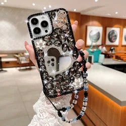 3D Bear Diamond Mirror Hand Strap Custom Case for Samsung S9 Plus S8 Plus S7 Edge for Galaxy Note 20 Ultra 10 Pro 10 Lite 9 8