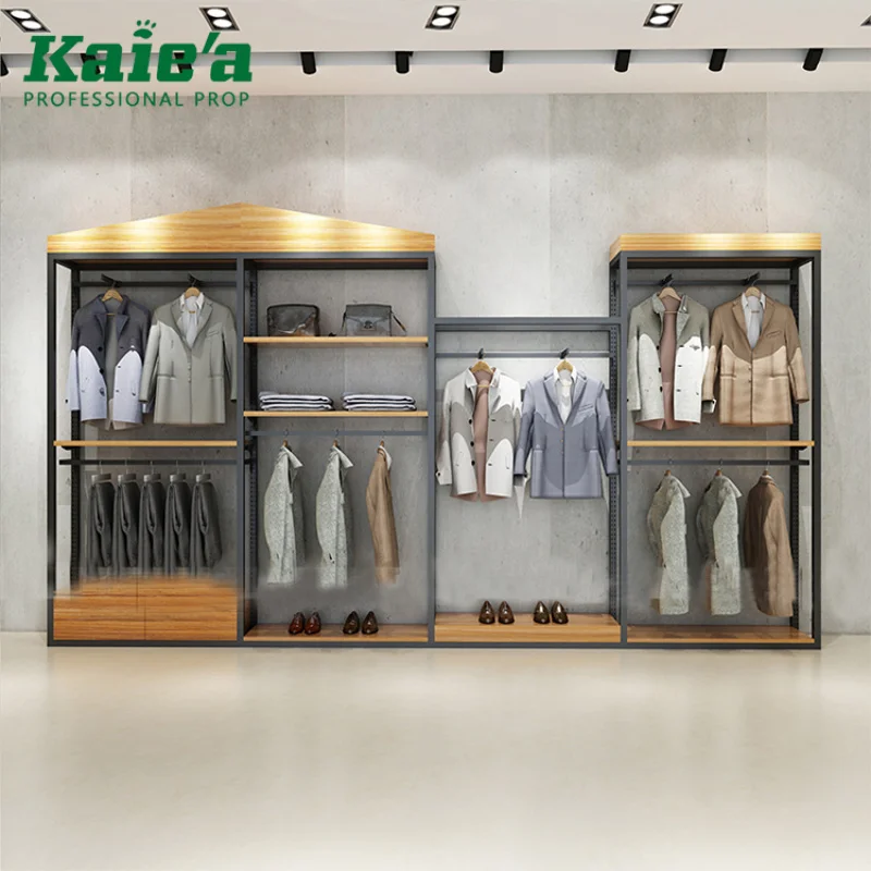 [Customized]Modern metal display rack retail store menswear shop shelves suit display