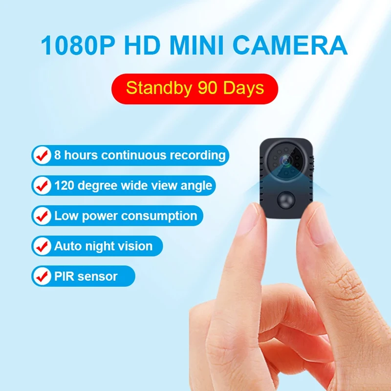 

HD Mini Body Camera Wireless 1080P Security Pocket Night Vision Motion Activated Small Cam For Cars Standby PIR Video Recorder